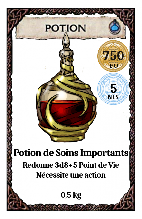 Potion - potion de soins importants